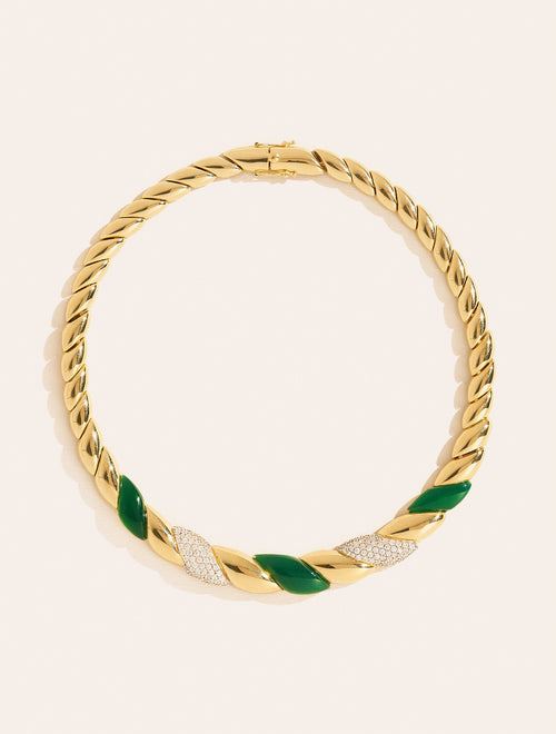 Amenza Necklace - Green Onyx - front view