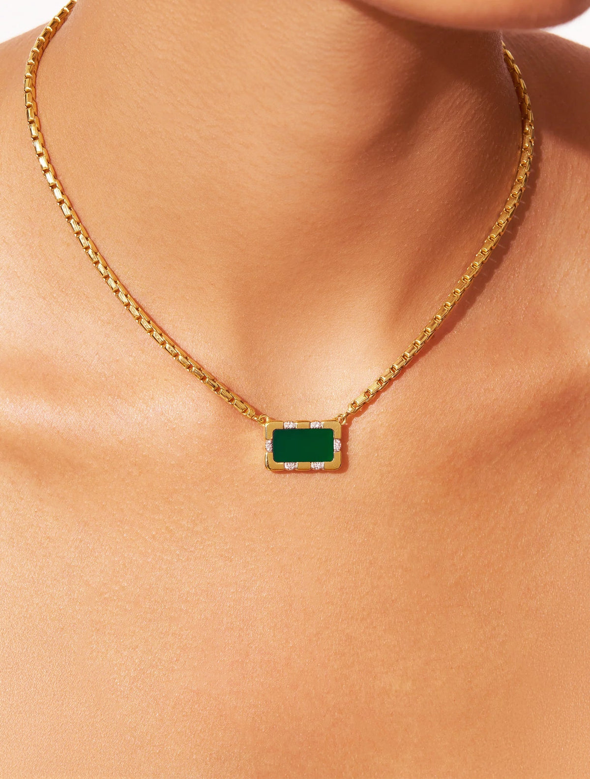 Bianca Necklace - Green Onyx - alternate view