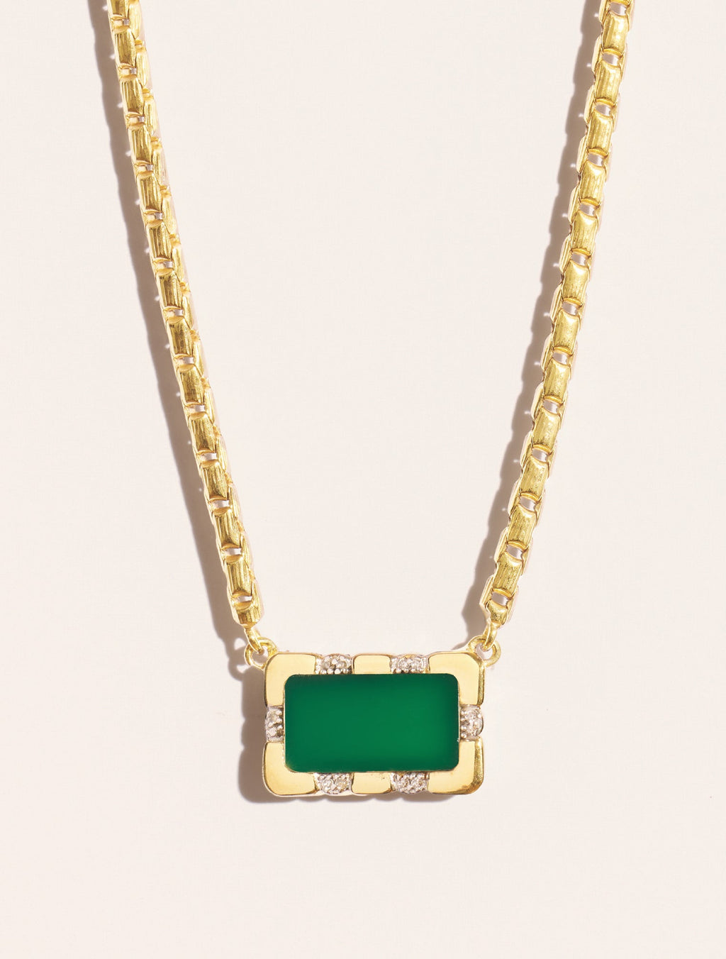 Bianca Necklace - Green Onyx - front view