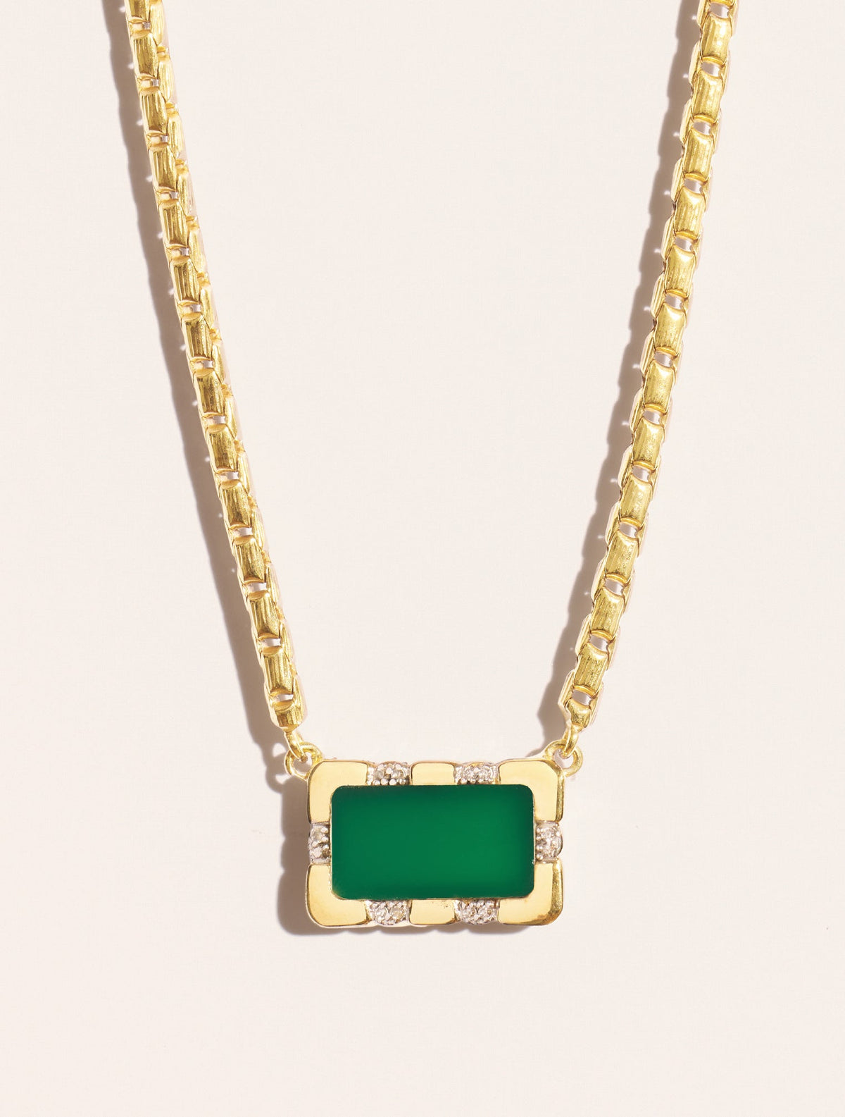 Bianca Necklace - Green Onyx - front view