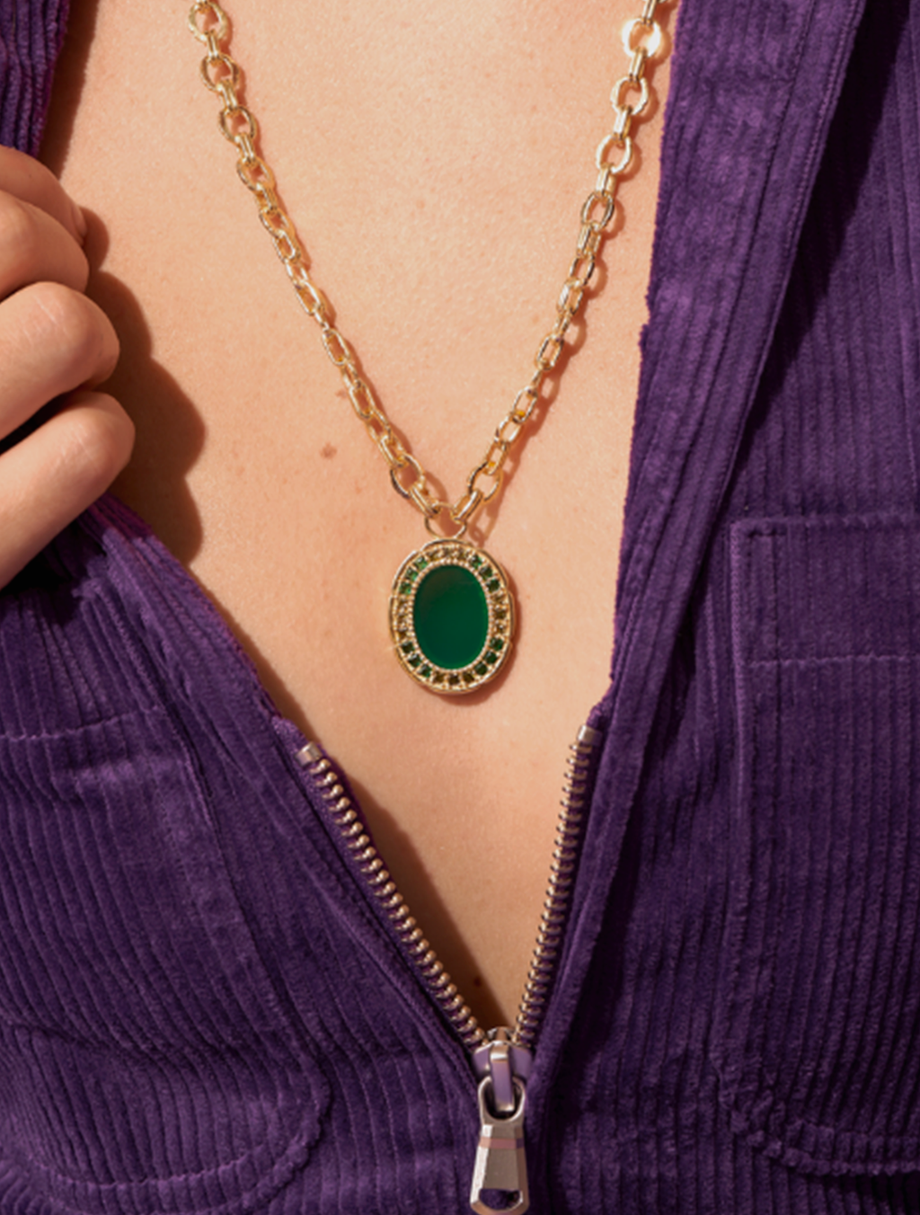 Hera Necklace - Green Onyx - alternate view
