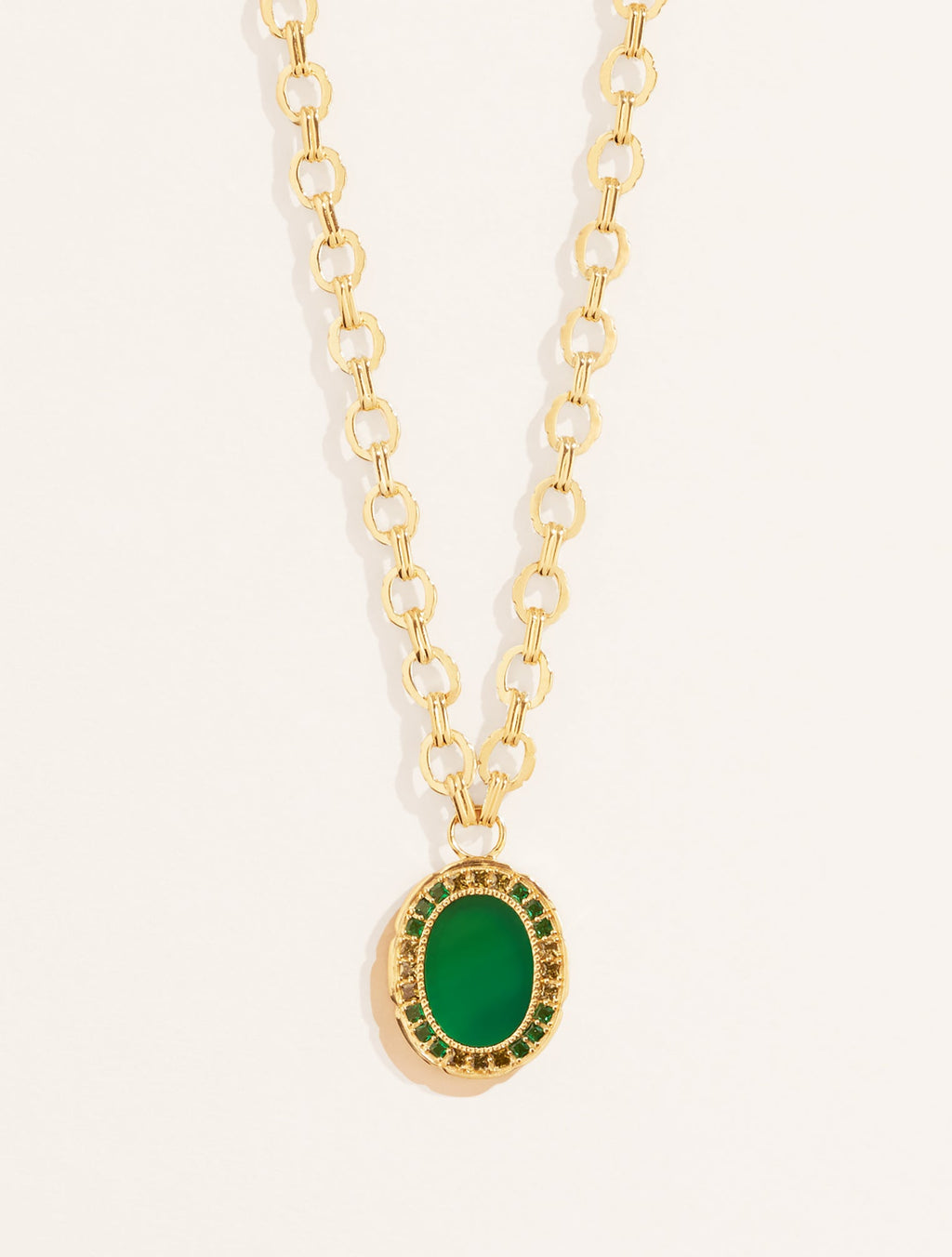 Hera Necklace - Green Onyx - front view