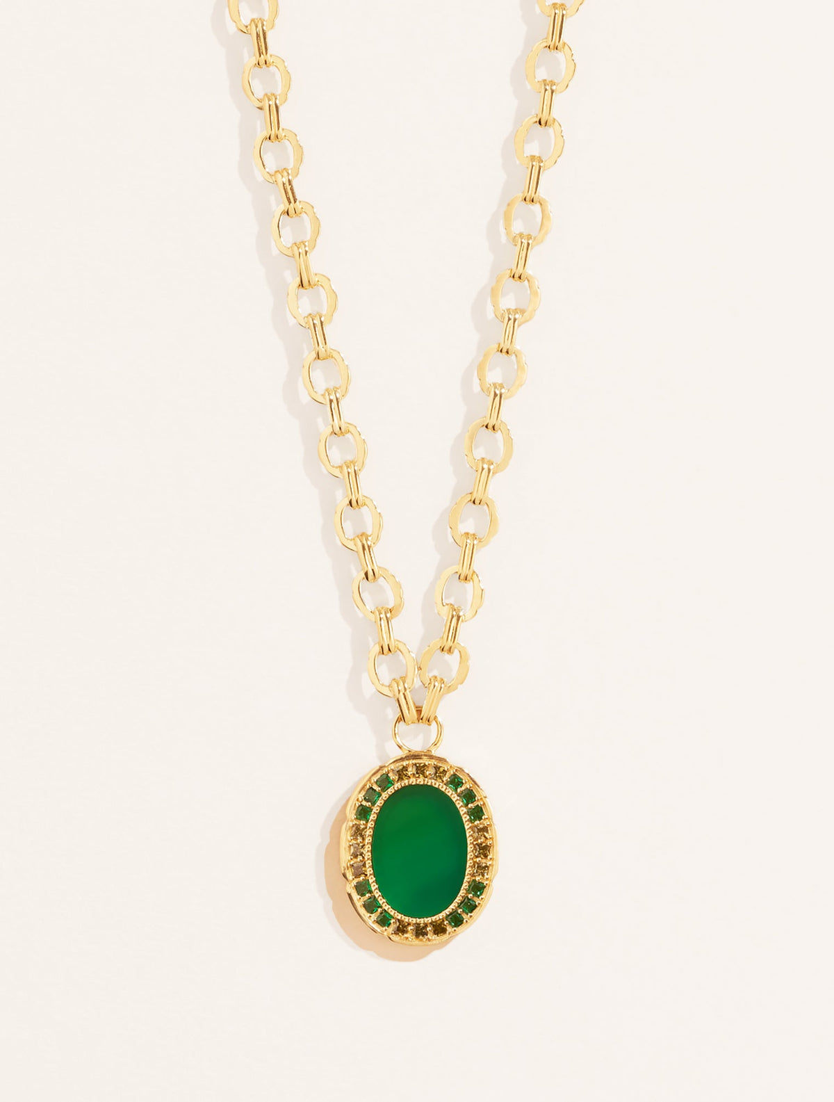 Hera Necklace - Green Onyx - front view