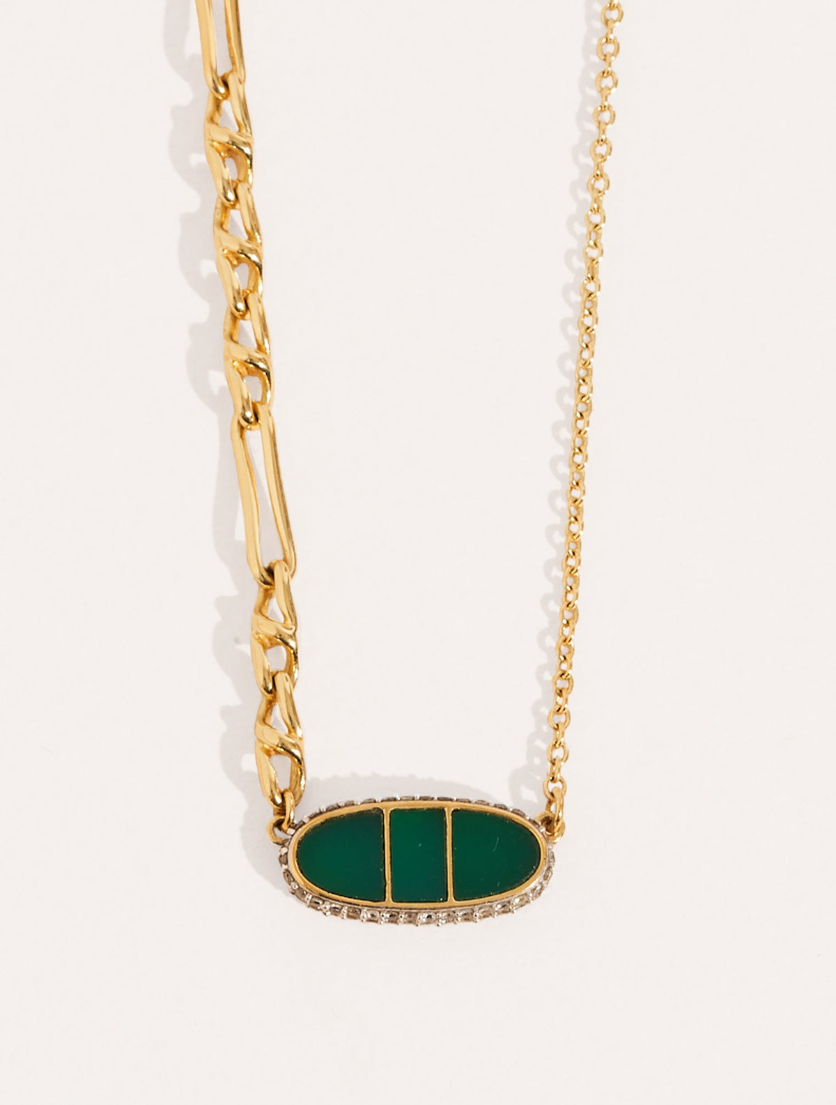 Izy Necklace - Green Onyx - front view