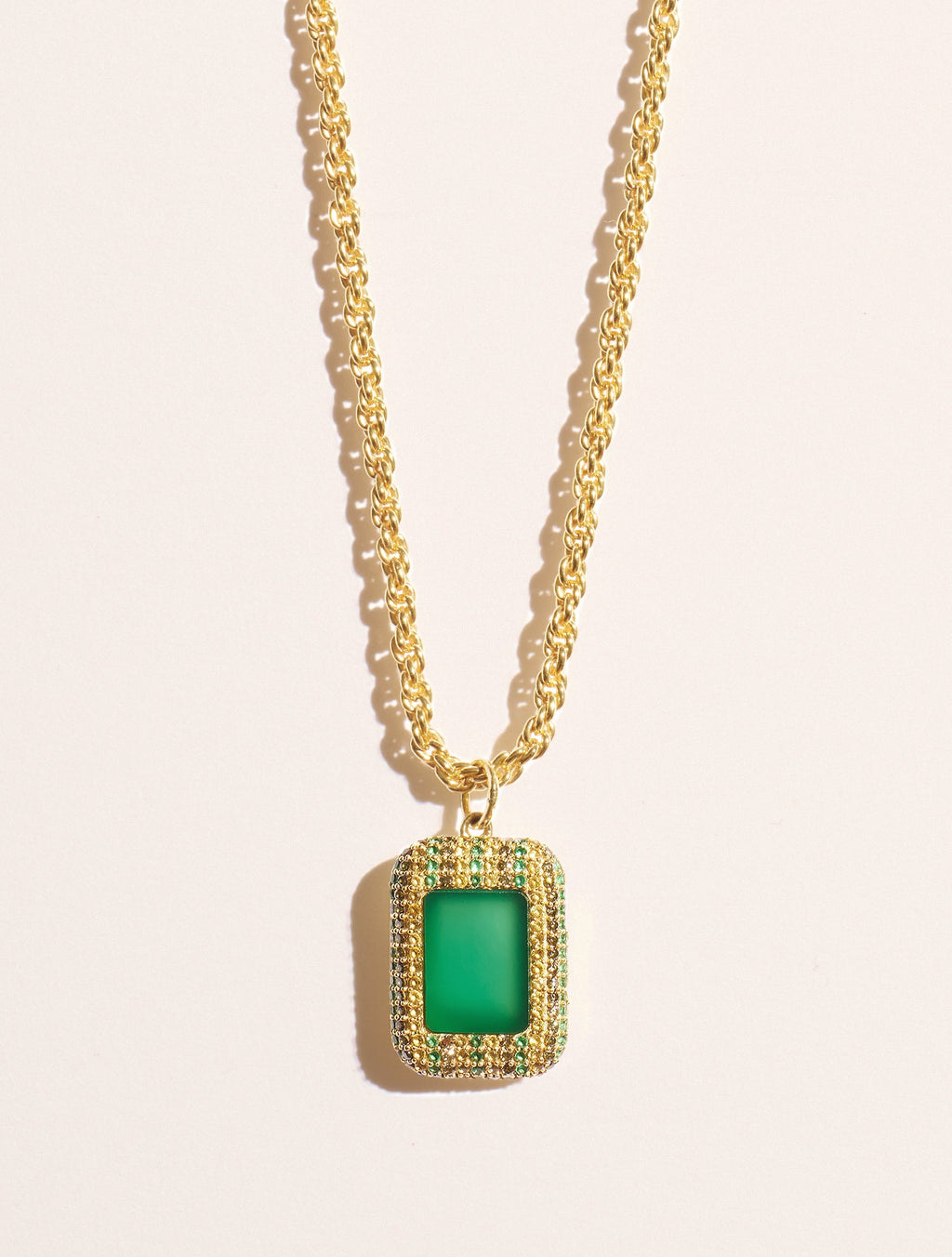 Karma Necklace - Green Onyx - front view
