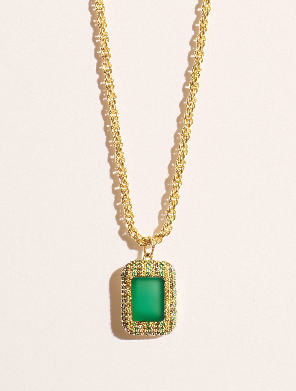 Karma Necklace - Green Onyx - front view