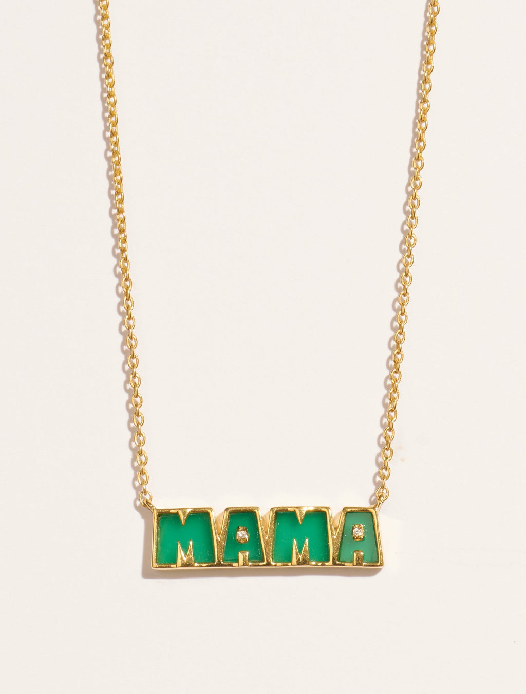 Mama Necklace - Green Onyx - front view