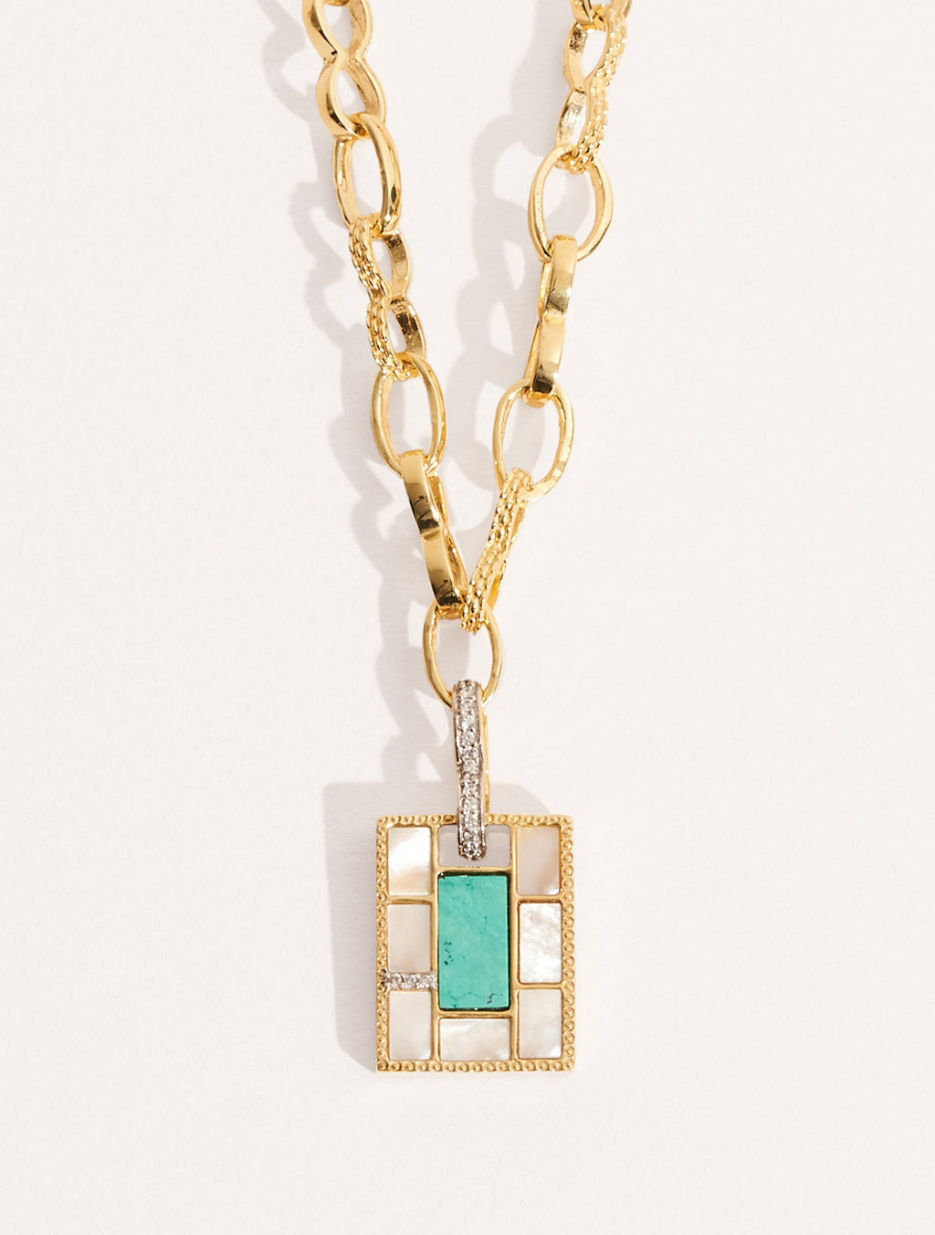 Mara Necklace - Mother-of-pearl / Turquoise - front view
