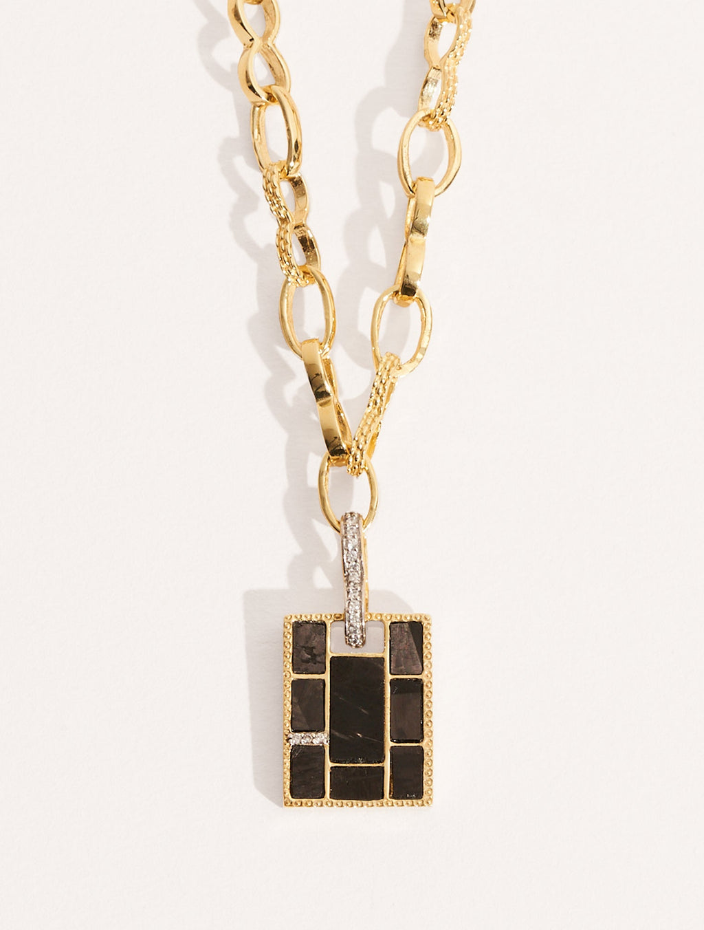 Mara Necklace - Textured Onyx - front view