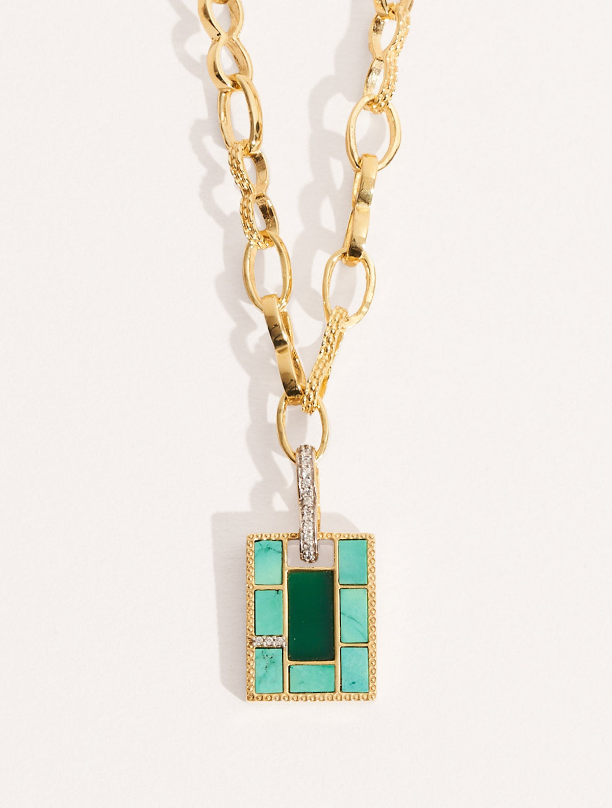 Mara Necklace - Onyx Green / Turquoise - front view