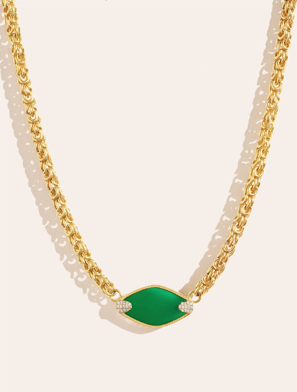 Mayan Necklace - Green Onyx - front view