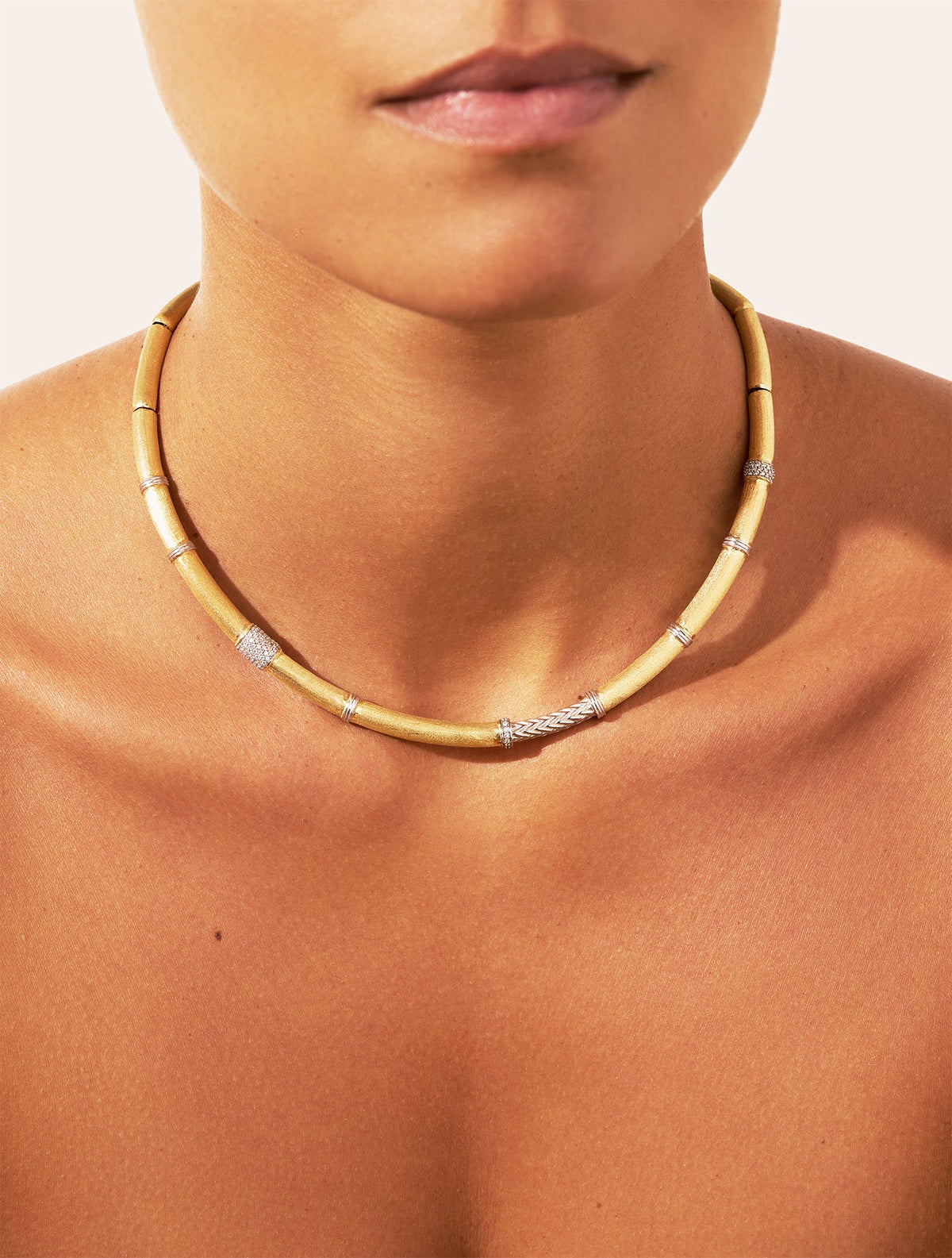 Minuit Necklace - Argent & zircons White - alternate view
