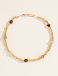 Oro Necklace - Oeil of Tigre, Stone of Moon & Quartz Rutilated quartz - front view