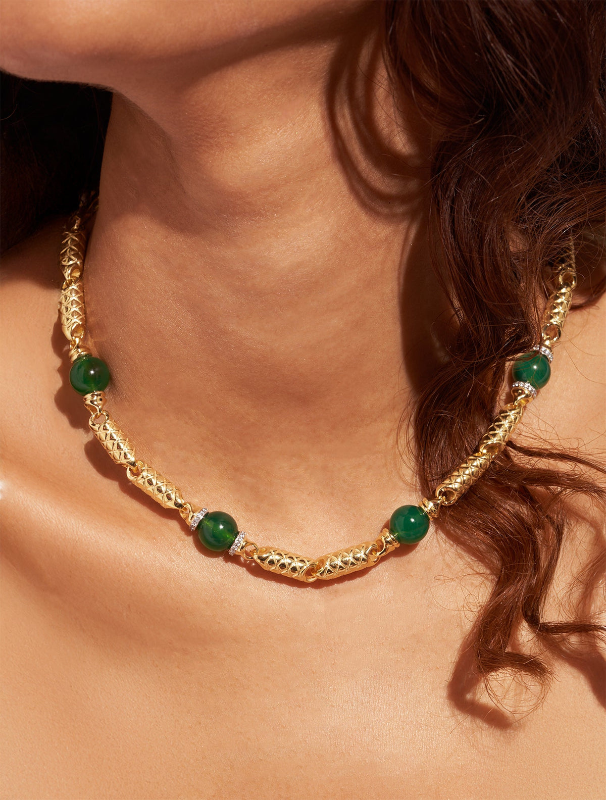 Oro Necklace - Green Onyx - alternate view