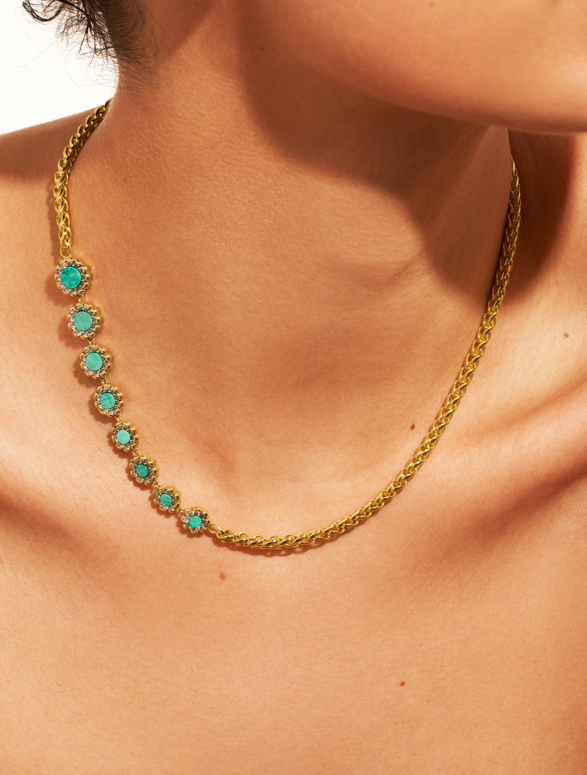 Rive Necklace - D'or - Turquoise - detail view