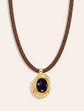 Riviera Necklace - Quartz coloured Blue Dark - front view