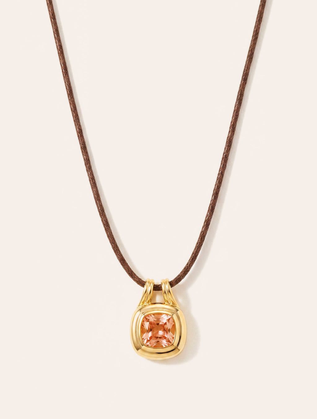 Square Necklace - Quartz coloured champagne - Riviera - front view