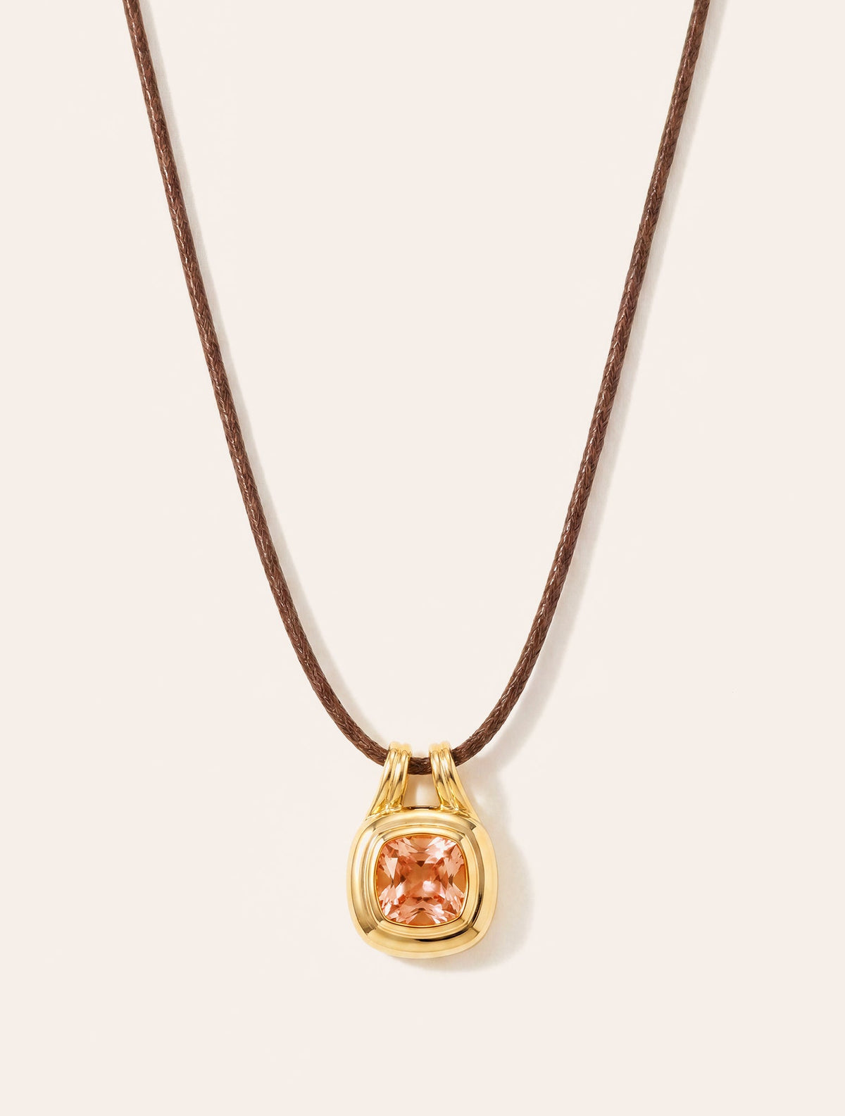 Square Necklace - Quartz coloured champagne - Riviera - front view