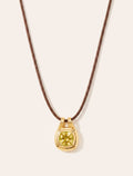 Square Necklace - Quartz coloured Green Light - Riviera - front view