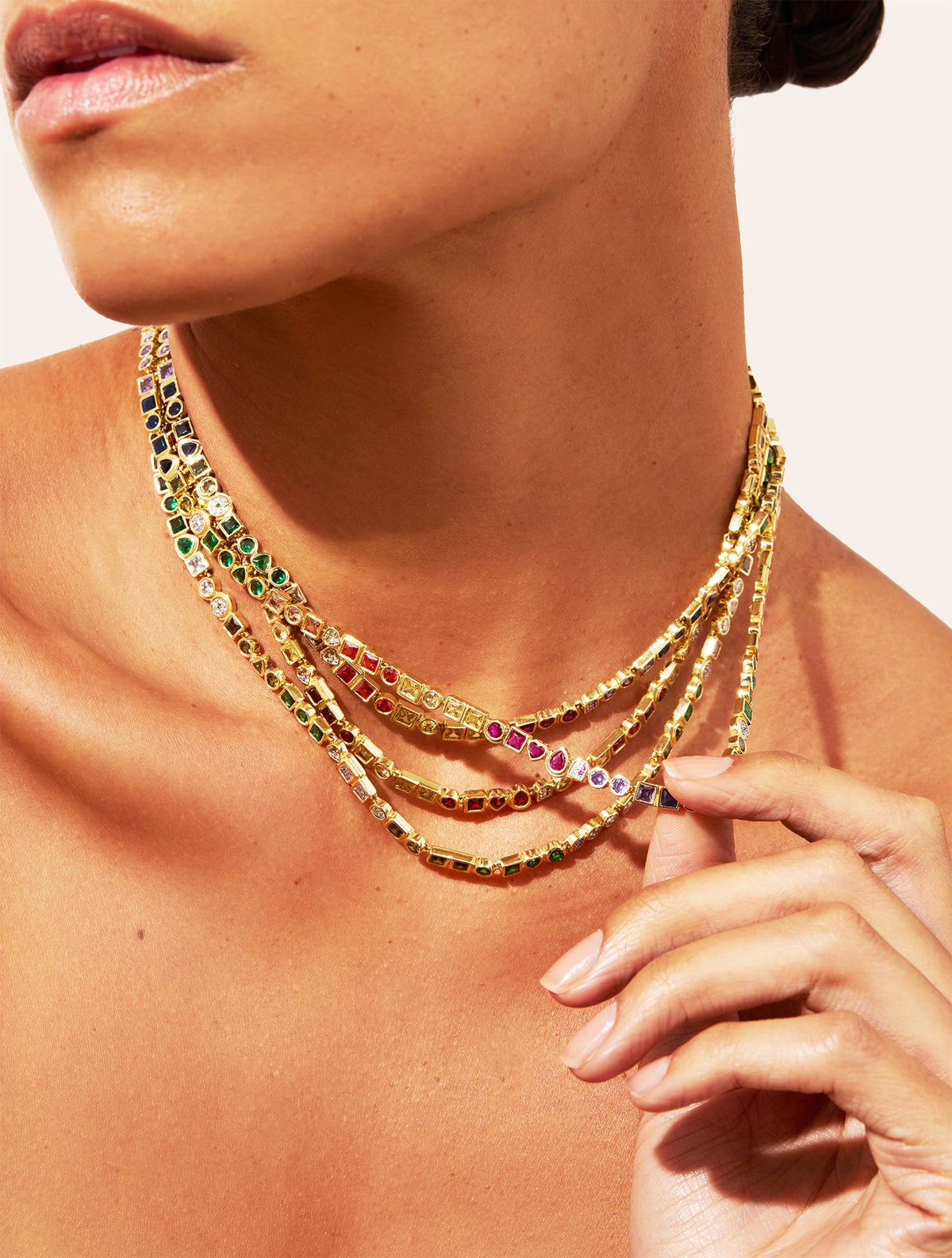 Rivière Necklace - Green Zircons - detail view