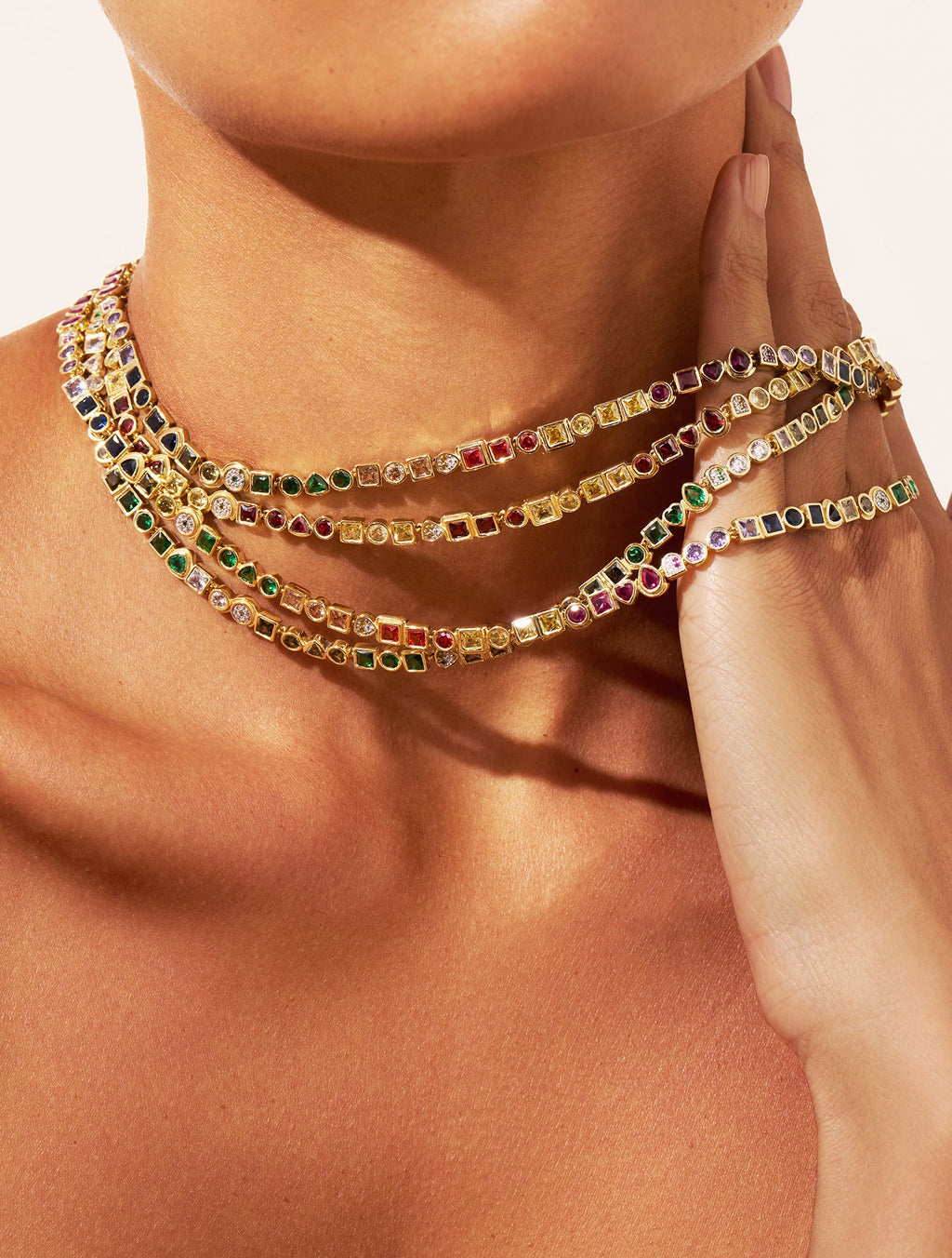 Rivière Necklace - Zircons multicolores - detail view