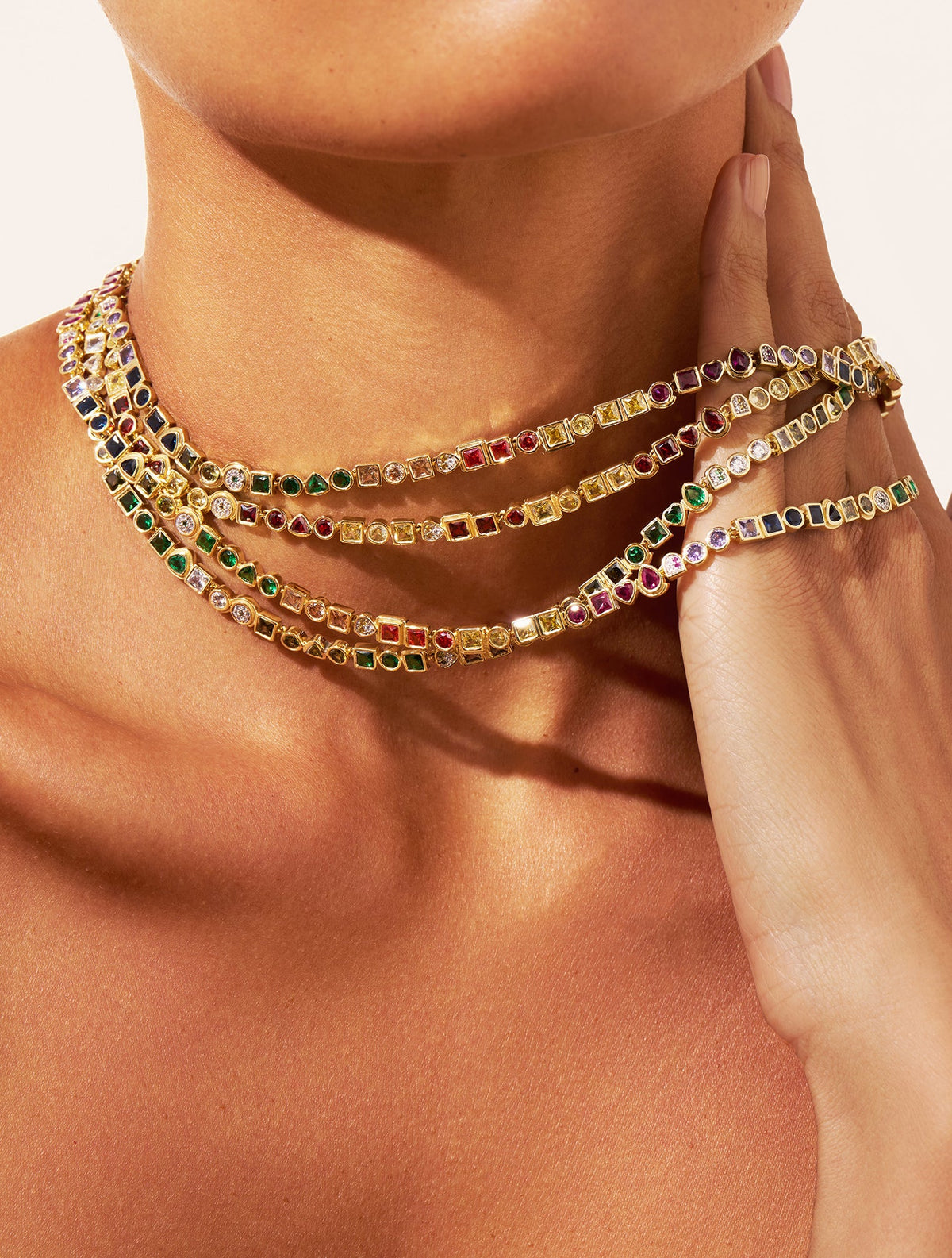 Rivière Necklace - Zircons multicolores - detail view