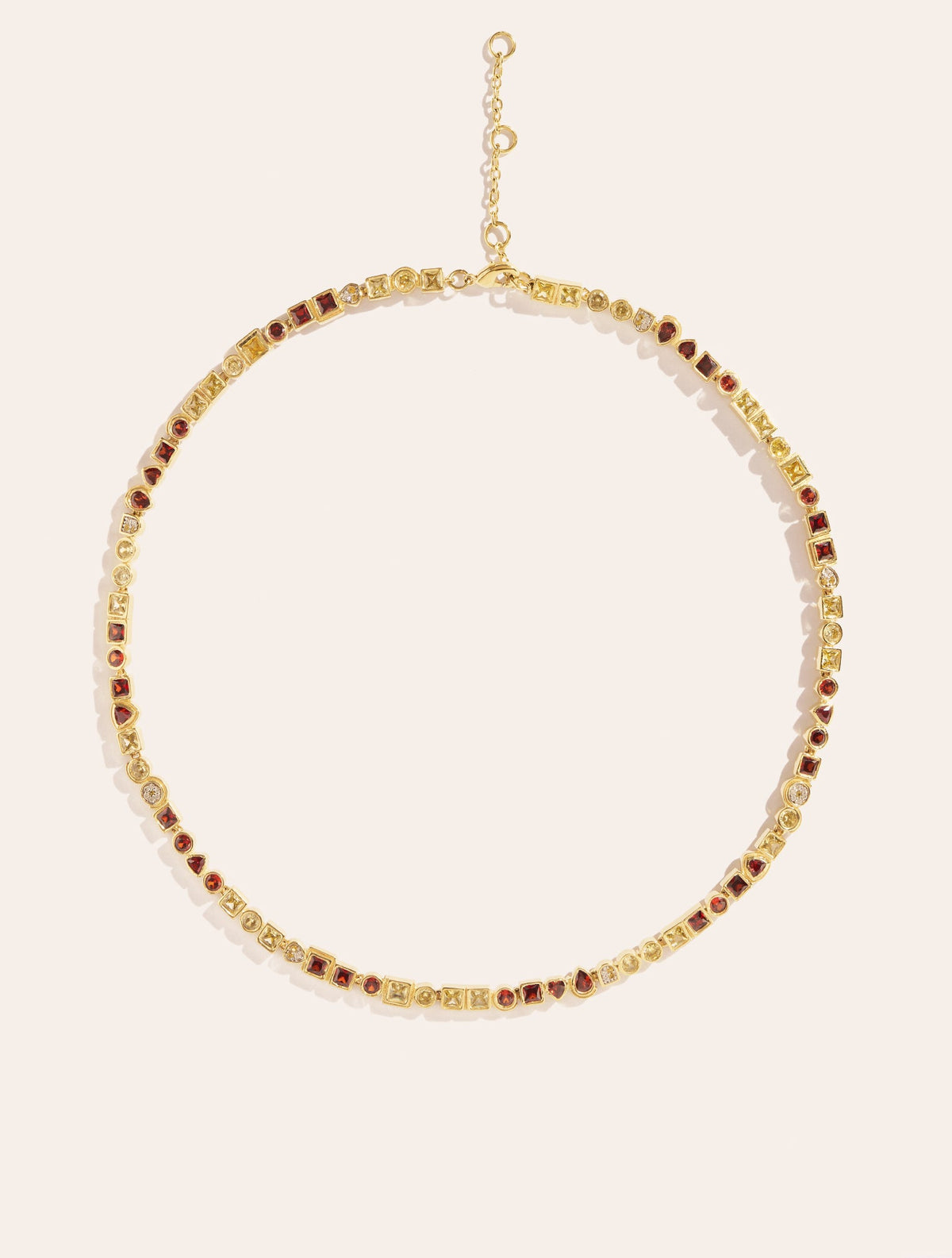 Rivière Necklace - Zircons Yellow and grenat - front view
