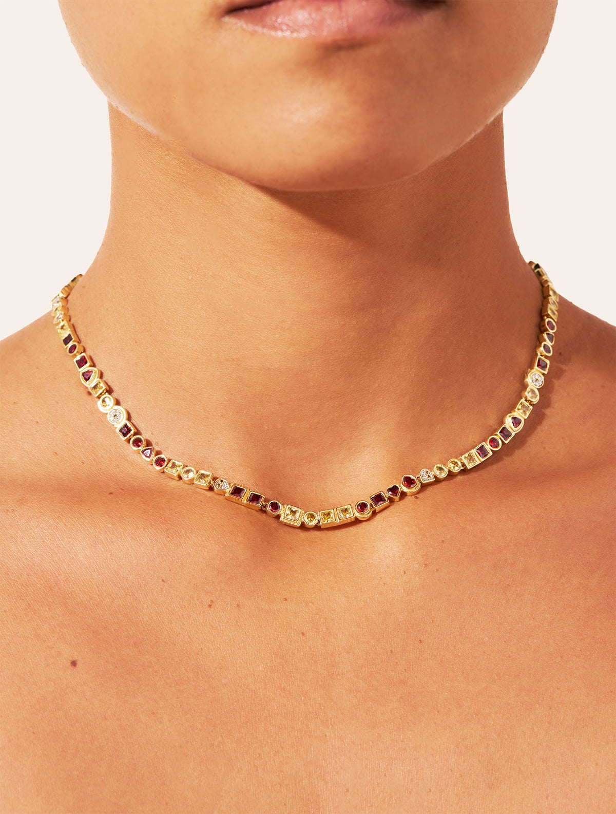 Rivière Necklace - Zircons Yellow and grenat - alternate view