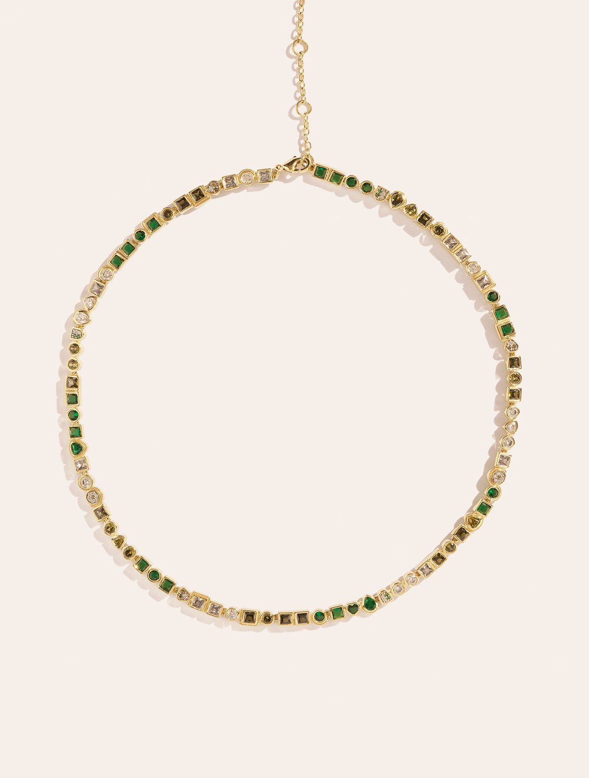 Rivière Necklace - Green Zircons - front view