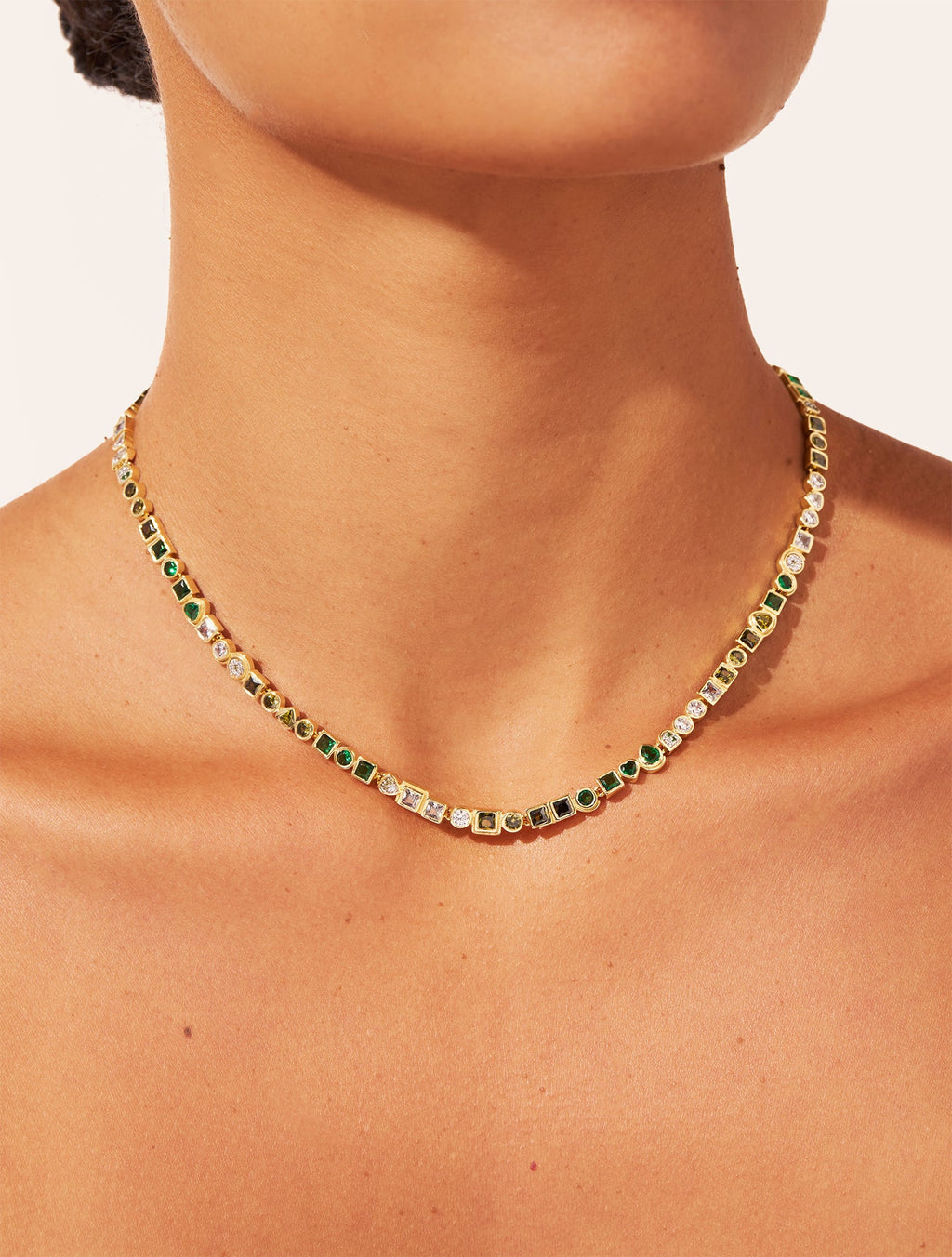 Rivière Necklace - Green Zircons - alternate view