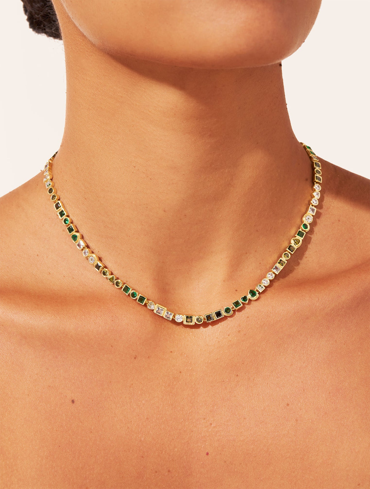 Rivière Necklace - Green Zircons - alternate view