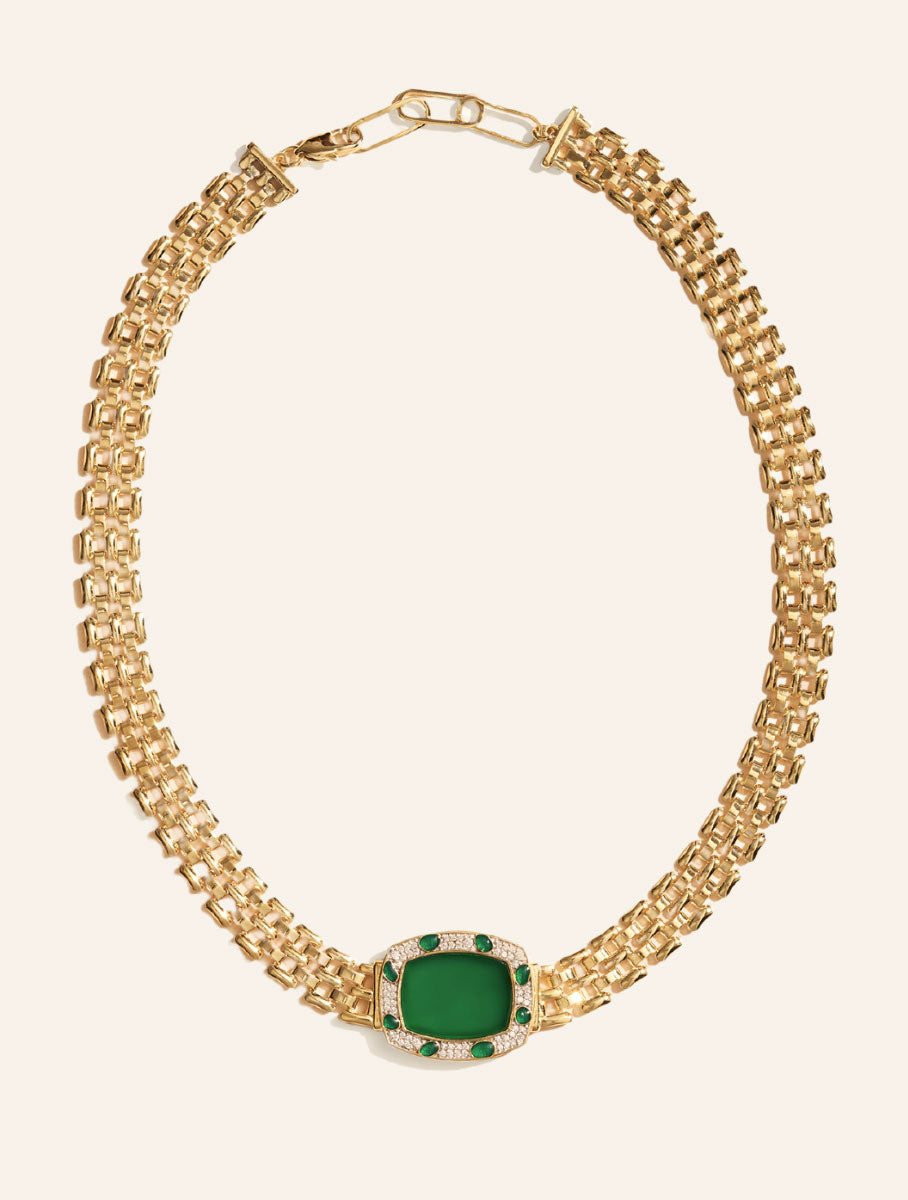 Ranee Necklace - Green Onyx - front view