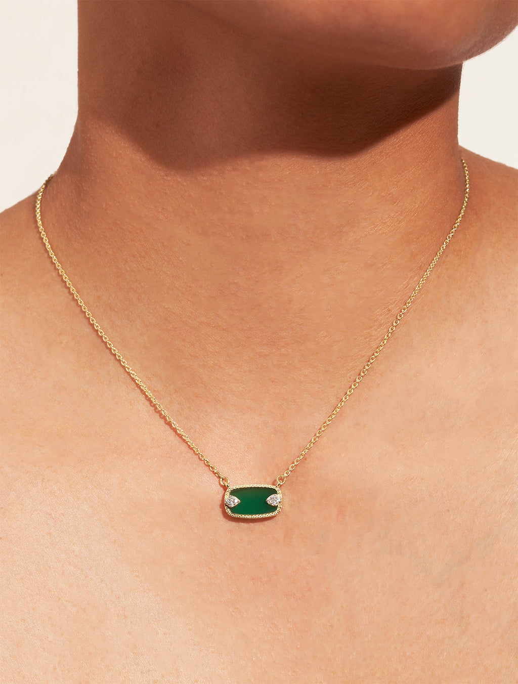Sangha Necklace - Green Onyx - alternate view