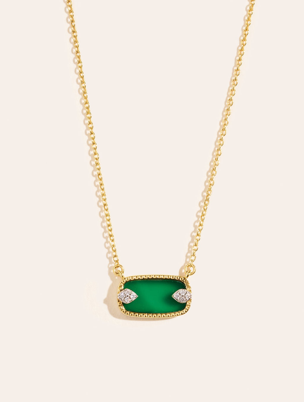 Sangha Necklace - Green Onyx - front view