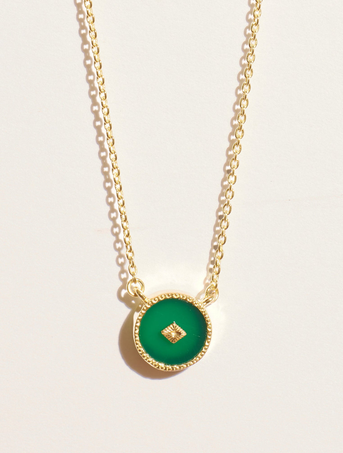 Sanja Necklace - Green Onyx - front view