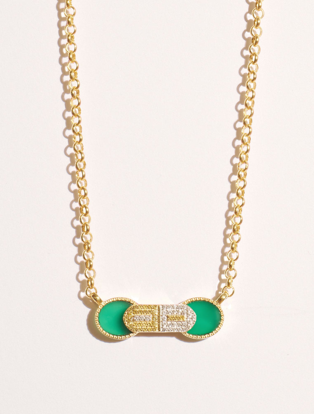 Sinae Necklace - Green Onyx - front view
