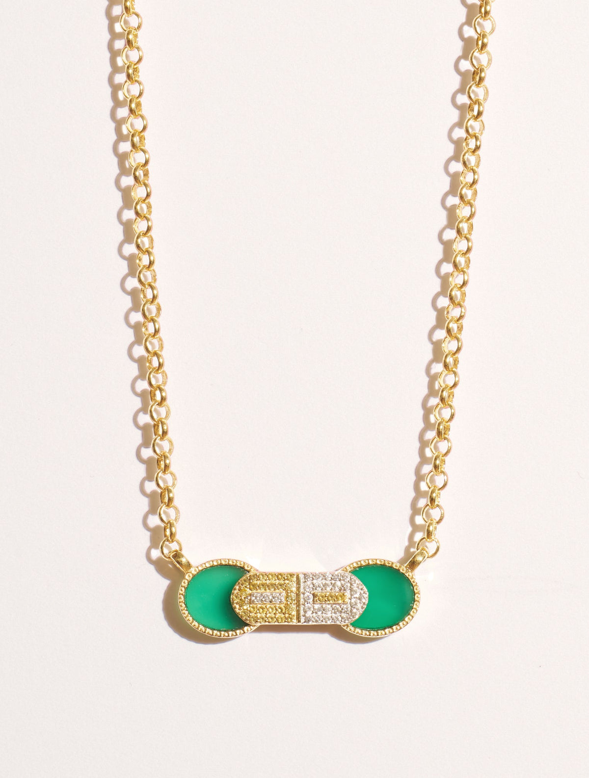 Sinae Necklace - Green Onyx - front view