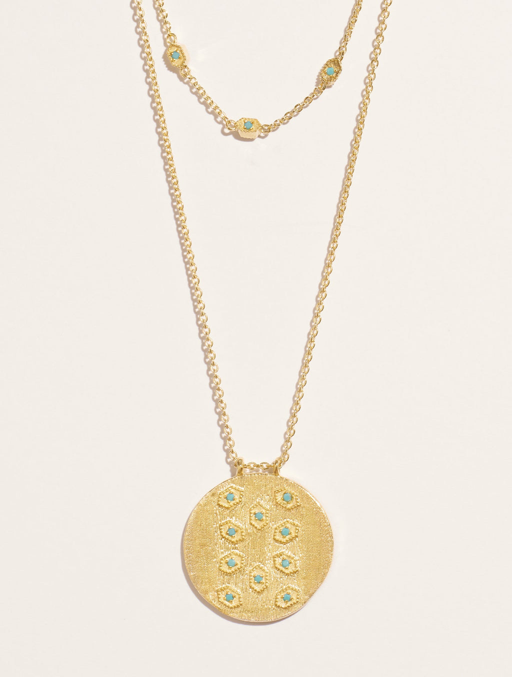 Tara Necklace - Turquoise Zircons - front view