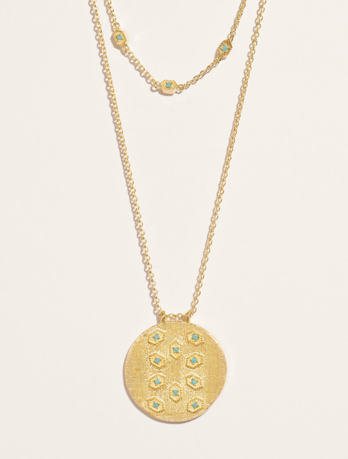 Tara Necklace - Turquoise Zircons - front view