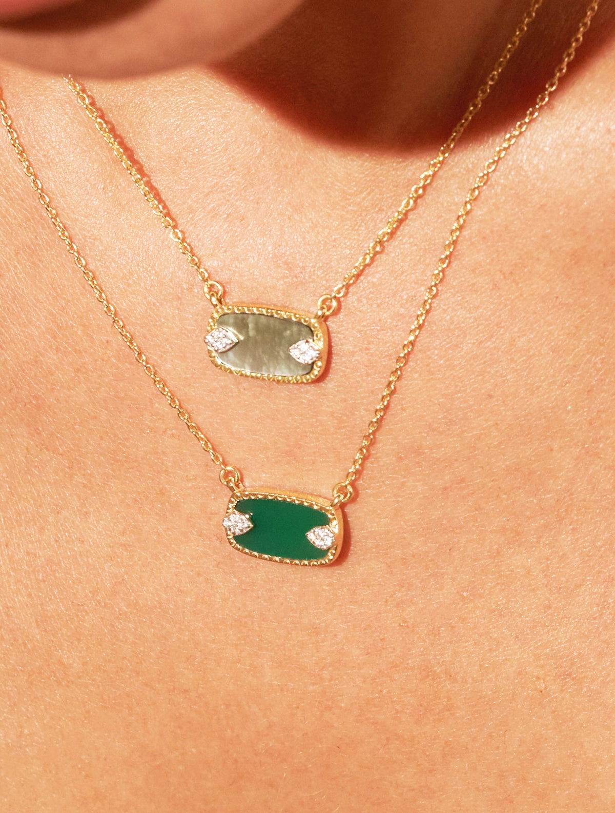 Sangha Necklace - Green Onyx - detail view