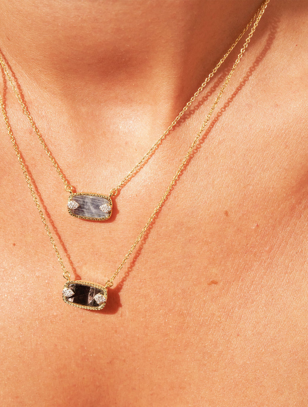 Sangha Necklace - Onyx and Stone of Moon - alternate view