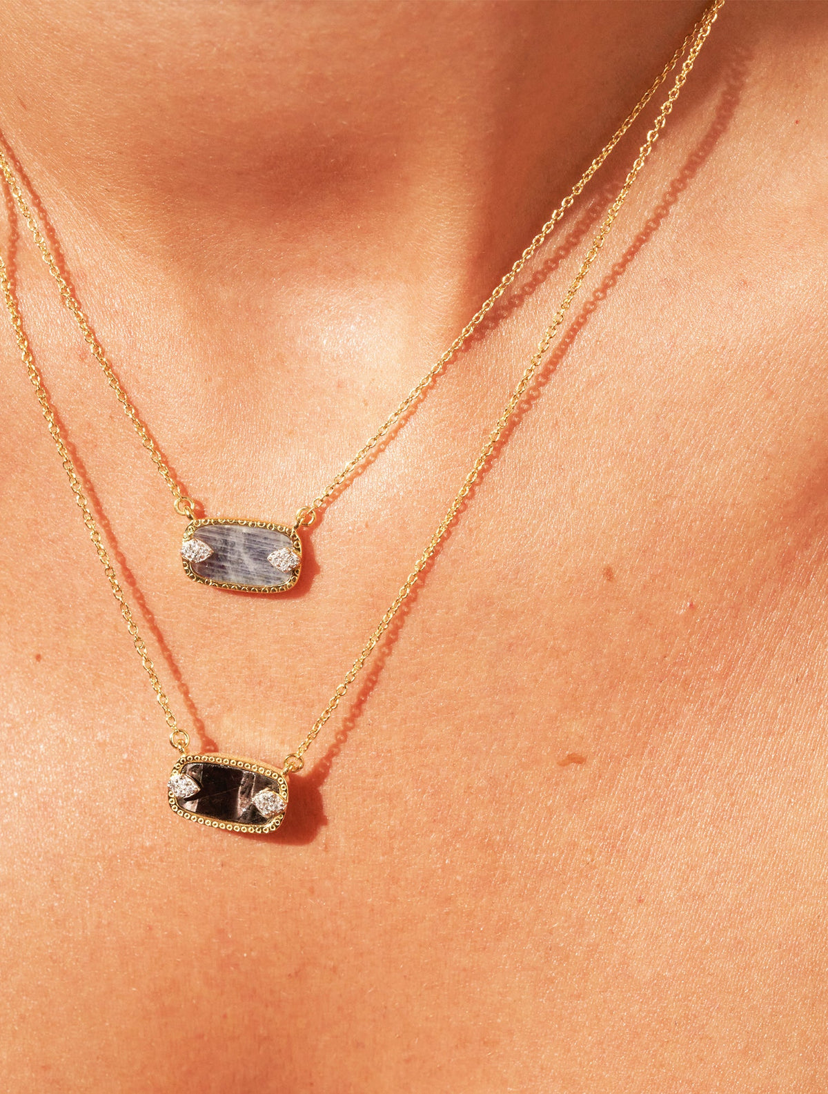 Sangha Necklace - Onyx and Stone of Moon - alternate view