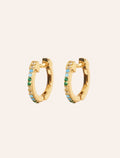 Rheya Hoop Earrings - Zircons Turquoises - front view