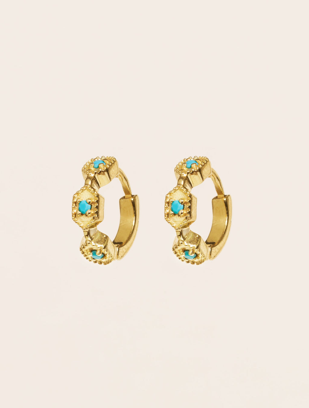 Tara Hoop Earrings - Turquoise - front view