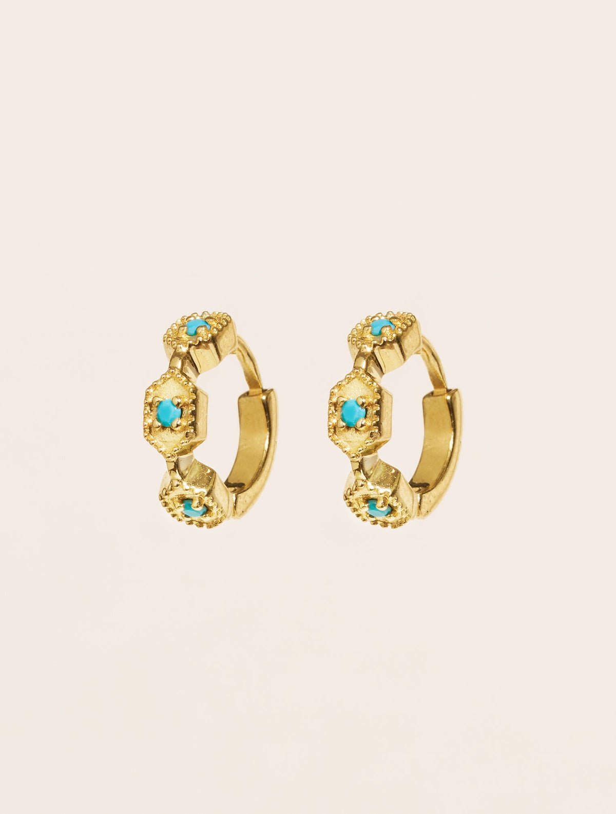 Tara Hoop Earrings - Turquoise - front view