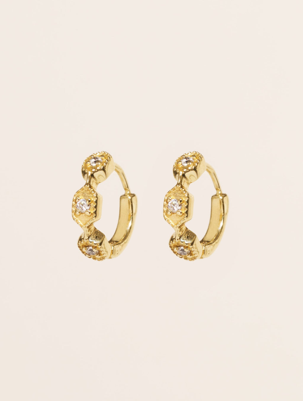 Tara Hoop Earrings - White Zircons - front view