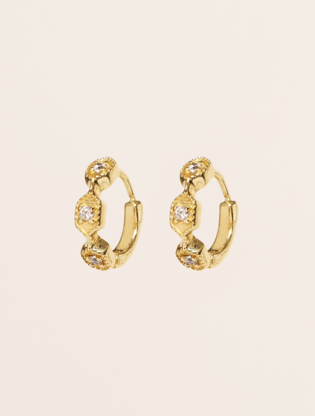 Tara Hoop Earrings - White Zircons - front view