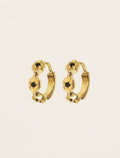 Tara Hoop Earrings - Black Zircons - front view