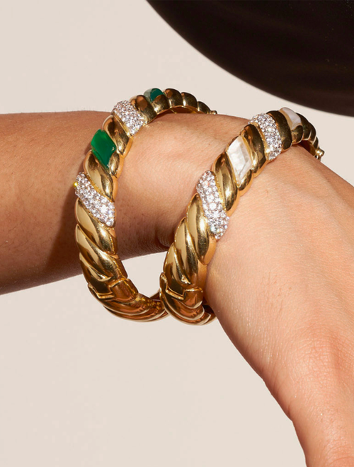 Amenza Bangle - Green Onyx - alternate view