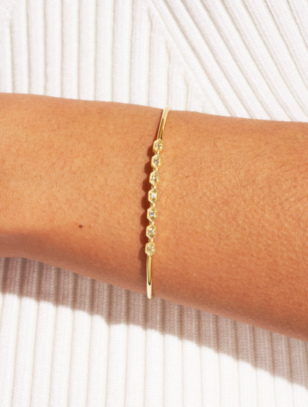 Tara Bangle - White Zircons - detail view